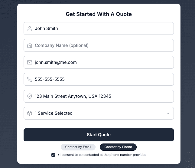 Get started with a quote form
